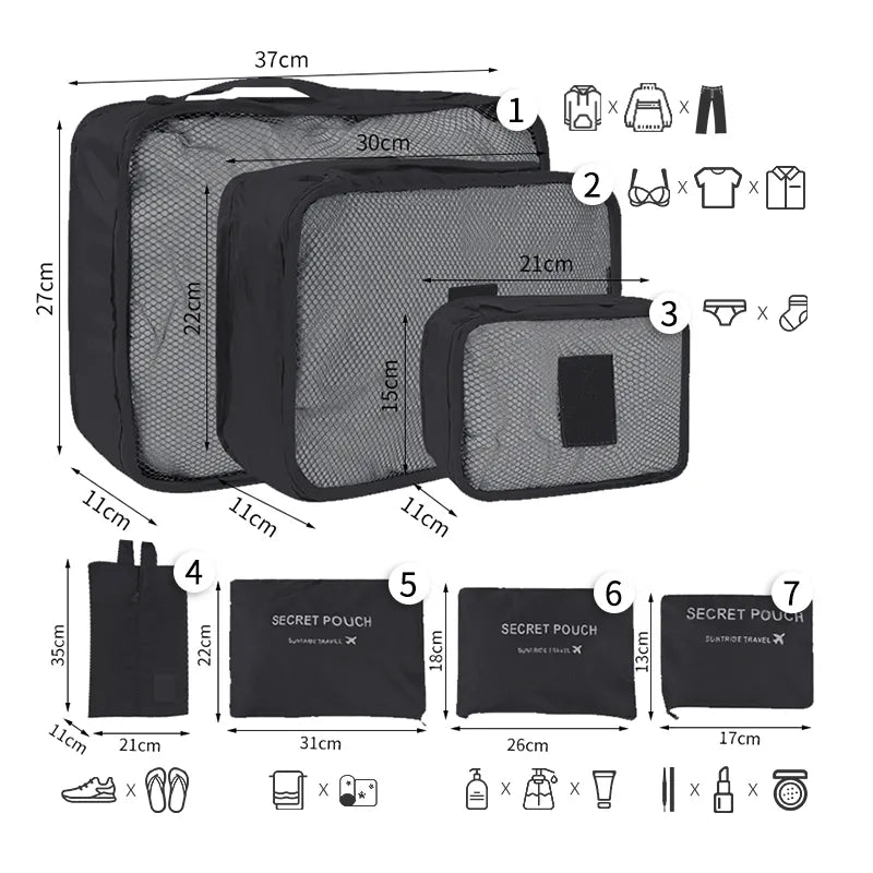 KIT TRAVEL BAG - ORGANIZADOR DE MALA - SUA VIAGEM SEM STRESS - COMPRE 3 E LEVE 7 + FRETE GRÁTIS AURA | Moda e Beleza feminina 