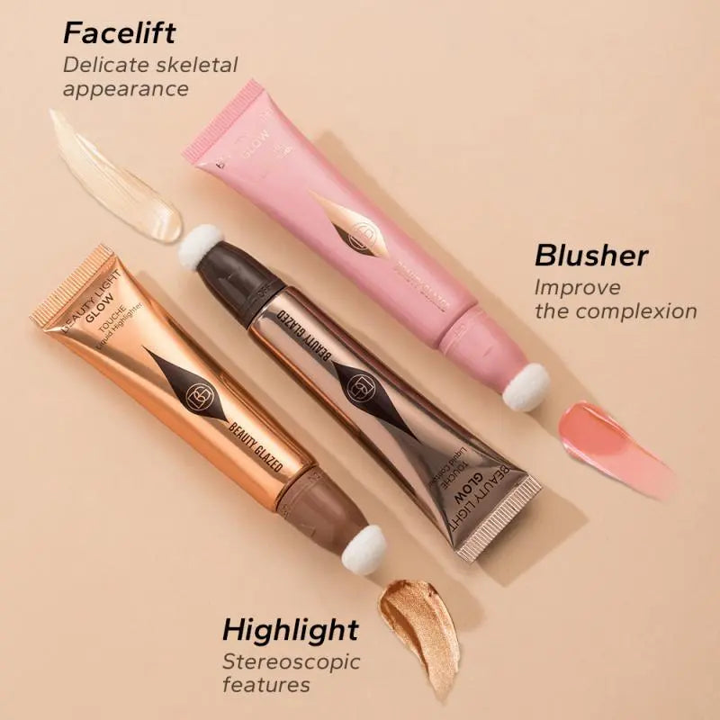 BEAUTY GLAZED Liquid Blush Velvet Matte Natural Cream Multi-use Cheek Eye Tint Peach Blush Applicator Makeup Cosmetic 2023 AURA | Moda e Beleza feminina 