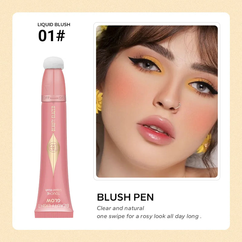 BEAUTY GLAZED Liquid Blush Velvet Matte Natural Cream Multi-use Cheek Eye Tint Peach Blush Applicator Makeup Cosmetic 2023 AURA | Moda e Beleza feminina 