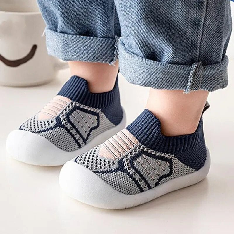 Baby Shoes Anti-slip Breathable Infant Crib Floor Socks with Rubber Sole for Children Girls Boys Mesh Shoes Soft Bottom Slippers AURA | Moda e Beleza feminina 