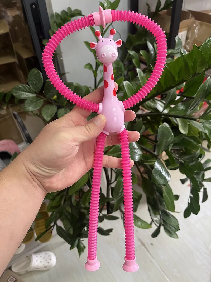 Children Suction Cup Giraffe Toys  Relief Telescopic Giraffe Toy Sensory Bellows Toys Anti-stress Squeeze Toy Toy  Kawaii AURA | Moda e Beleza feminina 