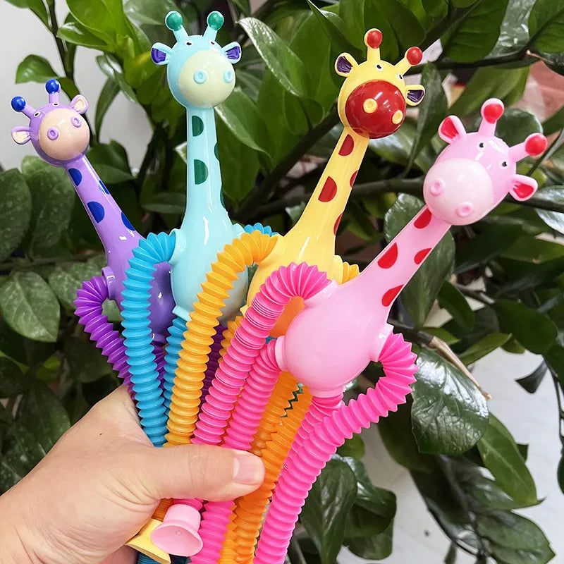 Children Suction Cup Giraffe Toys  Relief Telescopic Giraffe Toy Sensory Bellows Toys Anti-stress Squeeze Toy Toy  Kawaii AURA | Moda e Beleza feminina 