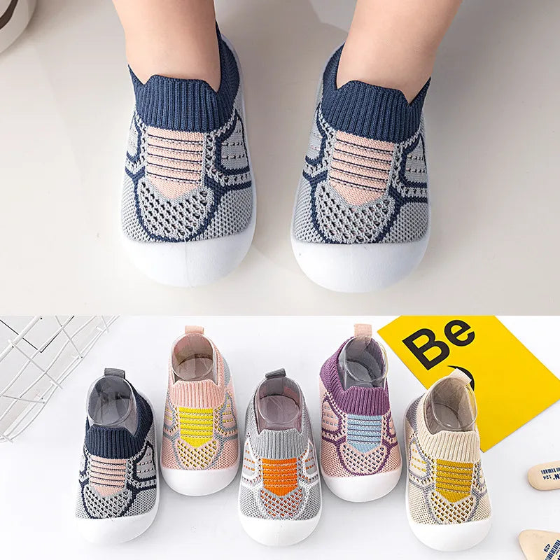 Baby Shoes Anti-slip Breathable Infant Crib Floor Socks with Rubber Sole for Children Girls Boys Mesh Shoes Soft Bottom Slippers AURA | Moda e Beleza feminina 