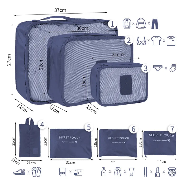 KIT TRAVEL BAG - ORGANIZADOR DE MALA - SUA VIAGEM SEM STRESS - COMPRE 3 E LEVE 7 + FRETE GRÁTIS AURA | Moda e Beleza feminina 