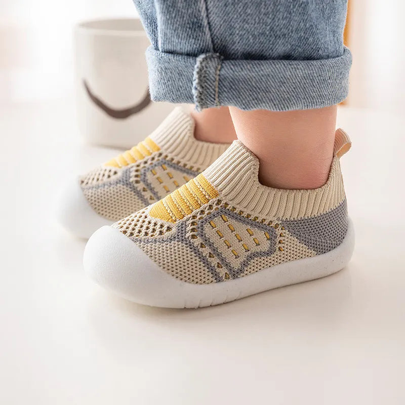 Baby Shoes Anti-slip Breathable Infant Crib Floor Socks with Rubber Sole for Children Girls Boys Mesh Shoes Soft Bottom Slippers AURA | Moda e Beleza feminina 