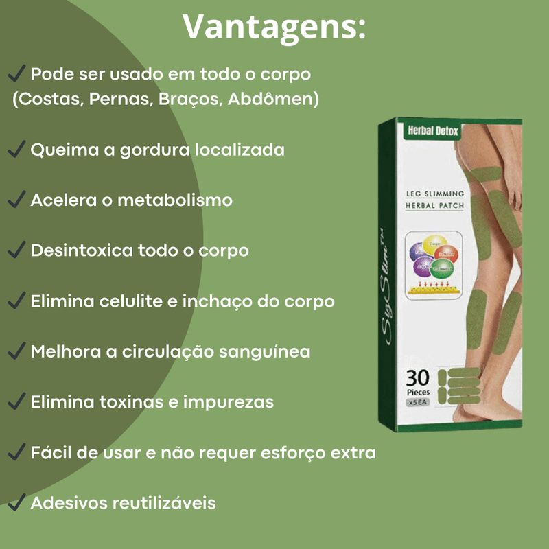 Adesivos HerbalDetox™ - Elimine Impurezas Do Corpo. 30 Unidades Reutilizáveis